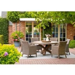 LIFE Riva Teak Table New Grey Ø 150 Cm -Fiamma Store 42344 1